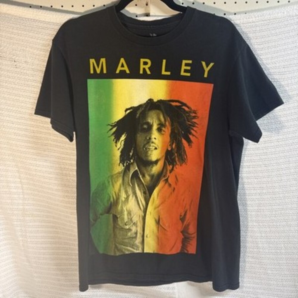 Bob Marley Shirt Black Short Sleeve Crew Neck Concert Shirt Zion Size M